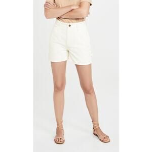 Lee Vintage Modern High Rise Dungaree Shorts - 24 - Ecru Herringbone